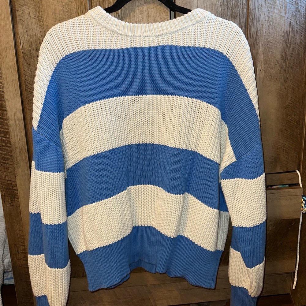 Blue and White Striped Sweater
